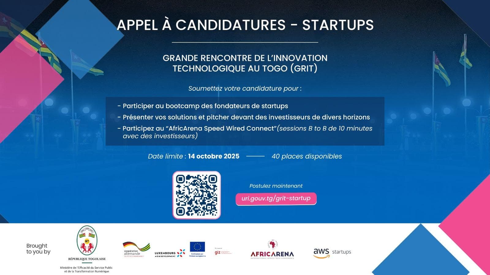 GRIT: appel à candidatures pour les startups africaines jusqu'au 14 Octobre