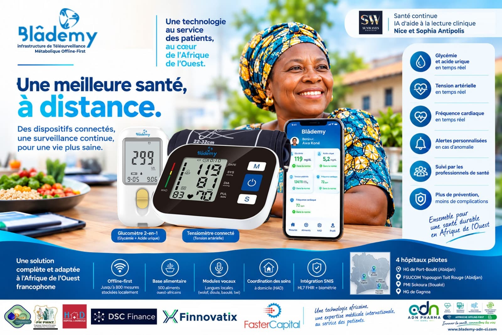Côte d’Ivoire : Blâdemy et SunWaves-MedTech lancent un pilote de télésurveillance médicale sans Internet