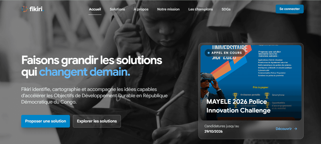 Fikiri veut cartographier les solutions locales capables d’accélérer le développement durable en RDC